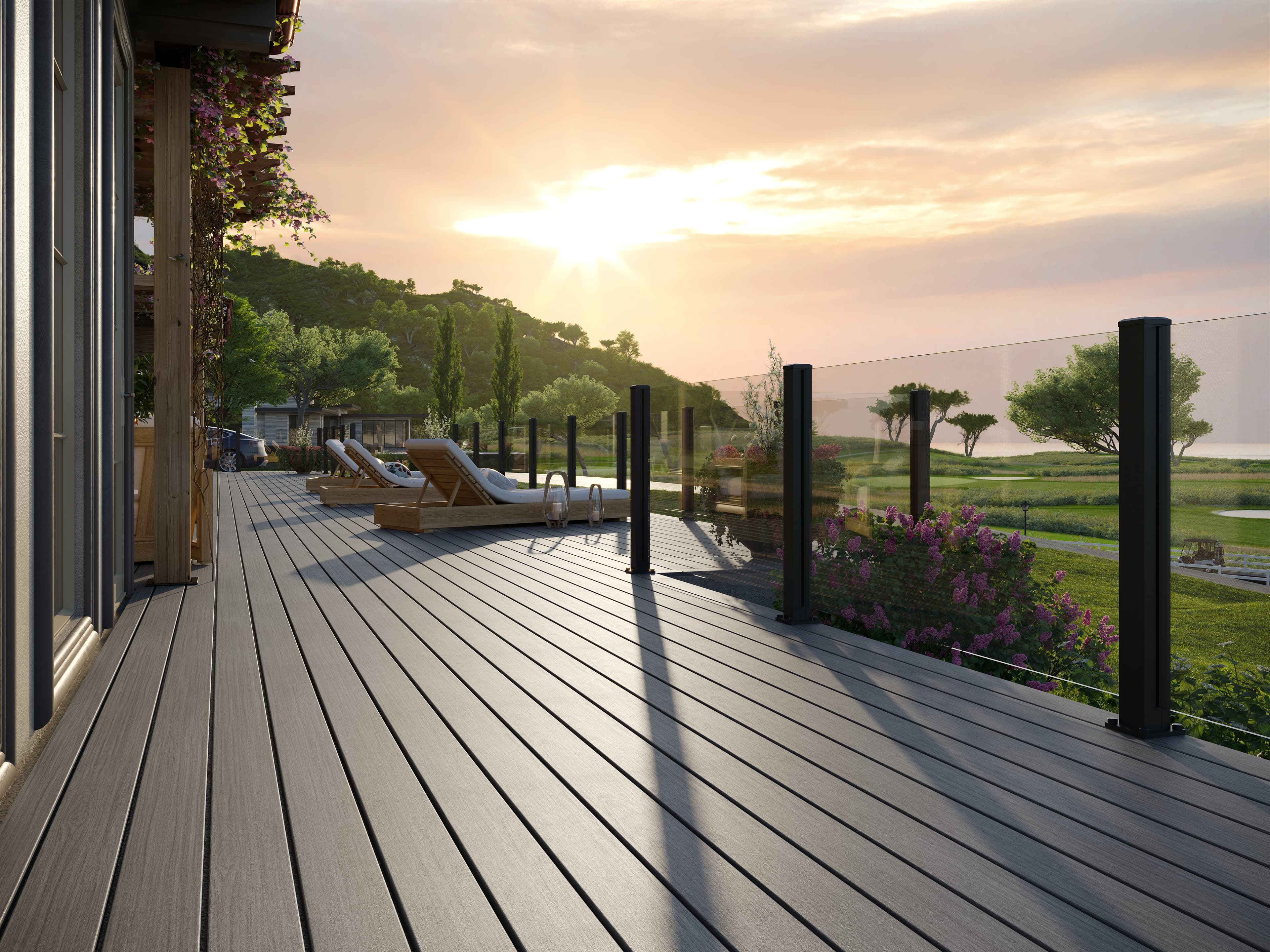 Trex Signature Whidbey decking at twilight